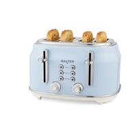 Salter Retro 4-Slice Toaster Wide Slots, High-Lift Eject, Self-Centring, Blue