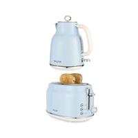Salter Retro Kettle & 2-Slice Toaster Set - Wide Slots, Limescale Filter, Blue