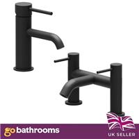 Black Basin Bath Tap Set Lever Handle Bathroom Tap Anti Scald Faucet Set