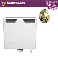 Compact Concealed Dual Flush Cistern with Gold Oval Flush Button