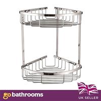 Corner Shower Caddy Solid Brass Anti Rust Chrome Large Bathroom Storage Rack