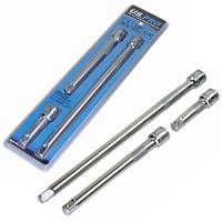 3pc 3/8" DRIVE SOCKET EXTENSION BAR SET by US PRO TOOLS 75mm 150mm 250mm Long