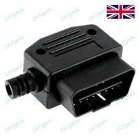 🇬🇧 16 Pin OBD2 OBD 2 OBDII CAN Male Connector Plug Adapter Wiring Connector UK