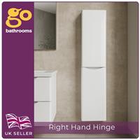 White Gloss Tall Wall Mounted Bathroom Storage Cabinet 2 Door RH Unit 150cm