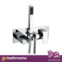 Chrome Wall Mounted Shower Mixer Tap Waterfall Bath Filler Handheld Shower