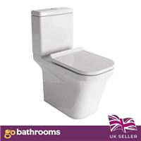 White Ceramic Close Coupled Toilet Pan Antibacterial WC & Soft Close Toilet Seat