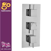 Chrome Concealed Thermostatic Shower Valve With Square Controls & 3 Outlet