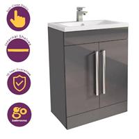 515mm Anthracite Newton Vanity Unit Ceramic Sink Bathroom Floor Stand Furniture