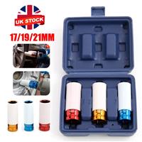 Alloy Wheel Nut Thin Wall Deep Impact Socket Set 1/2" drive 17mm 19mm 21mm 26-5