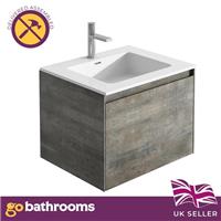 Brown 600 Bathroom Vanity Sink Storage Modern Wall Hung Wash Basin with Cabinet