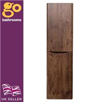 Tall Dark Wood Storage Cabinet | Wall Hung Bathroom Tall Boy | Left Hand 150cm