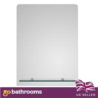 Rectangle Bathroom Mirror & Glass Shelf Vanity Make-Up Shaving Mirror 45x60cm