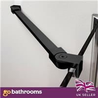 Black Angled Brass Shower Support Bar - Suitable for 880, 980 & 1180mm Screen
