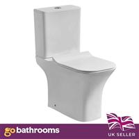 Rimless Toilet Close Coupled WC Pan & Soft Close Bathroom Toilet Seat Eco Flush
