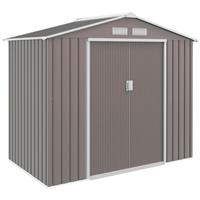 Outsunny 7 x 4ft Garden Shed Storage with Foundation Kit and Vents, Grey