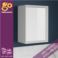 400mm White Gloss Wall Mounted Storage Cube Bathroom Cupboard 40cm Square Unit