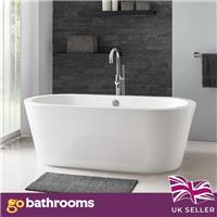 Designer White Oval Freestanding Bath 1700 Modern Bathtub Reinforced Acrylic