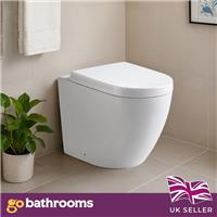 D-Shape Back To Wall Toilet Pan Bathroom WC & Wrap Over Seat | Ceramic BTW Orton