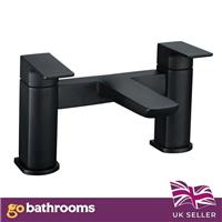 Matt Black Bath Tap Deck Mounted Bath Mixer Tap Solid Brass Anti Scald Lever