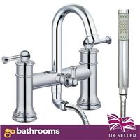 Traditional Spoutford Chrome Bath Filler Shower Mix Tap Brass Lever Deck Mount