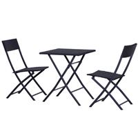 Outsunny 3PC Bistro Set Rattan Furniture Outdoor Garden Folding Chair Table