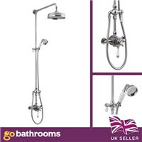 Traditional Shower Chrome Thermostatic Twin Head Dual Shower Set Exposed Valve