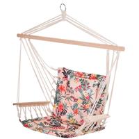 Outsunny Hammock Hanging Rope Chair Swing w/Cushion 100KG Multicolour Flower