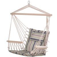 Outsunny Hammock Hanging Rope Chair Swing w/Cushion 100KG Multicolour Stripe