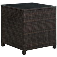 Outsunny Side Table Furniture Tempered Glass Garden Patio Wicker Brown