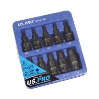 US PRO 10PC 1/2" Drive Impact Hex (Allen) Bit Socket Set H4H19 Metric S2 CR-V