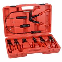 Automotive Flexible Hose Clamp Clip Pliers Set Swivel Jaw Flat Angled Band Tool