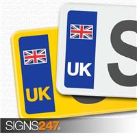 UK CAR NUMBER PLATE STICKER UNION JACK FLAG - Vinyl Car Stickers - PAIR