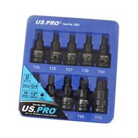1/2" Drive IMPACT TORX BIT SOCKET SET 10PC US PRO TOOLS Star T20 /T70 3592