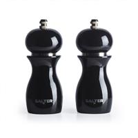 Salter Salt Pepper Grinders Mechanical Adjustable Easy Use & Clean Black Gloss