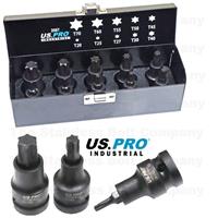 US PRO Industrial Impact Torx Socket Set 1/2 Drive T20-T70 Star Bit Us pro 2087