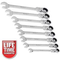 Combination Flexi Spanners. 8pc Flexible Metric Ratchet Spanner Set 8-19mm