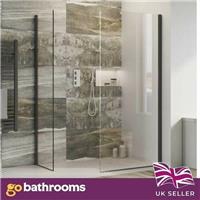 1180mm Walk In Shower Screen Black Aluminium Frame Bathroom Clear 10mm Cubicle