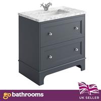 Victorian Grey Eloise 800mm Vanity Unit With Marble Top & Ceramic Wash Basin