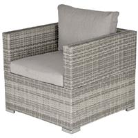 Outsunny Single Wicker Furniture Sofa Chair w/ Padded Cushion for Garden Balcony