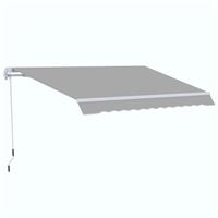 Outsunny 4x2.5m Manual Awning Window Door Sun Weather Shade w/ Handle Light Grey
