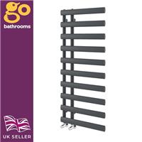 Offset Grey Bathroom Radiator Vertical Ladder Heated Towel Rail 1610x500mm