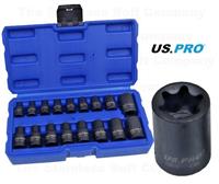 US PRO Impact E Torx Sockets Socket Set 3/8 1/2 Dr E5-E24 Female Torx 17pc 3420
