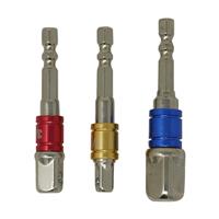 3Pcs Impact Drill Socket Adaptor Hex Drive To 1/4 3/8 1/2 Dr Square