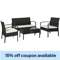 Outsunny Rattan Sofa Set Garden Furniture Outdoor Patio Wicker Weave Chair Table