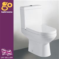 Close Coupled Toilet With Eco-Flush & Soft Close Seat Bathroom WC Toilet Pan