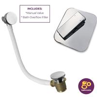 Chrome Wall Mounted Shower Mixer Valve & Chrome Bath Overflow Filler With Waste