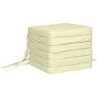 Outsunny Set of 6 Chair Cushion Seat Pads Dining Chair w/ Straps Indoor Outdoor