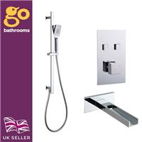 Concealed Shower Dual Valve with Overhead Shower and Chrome Bath Spout | Valla