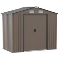 Outsunny 7 x 4ft Garden Shed Storage with Foundation Kit and Vents, Brown