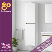 Oak & White Wall Hung Bathroom Storage Unit Universal Wall Cupboard 1600